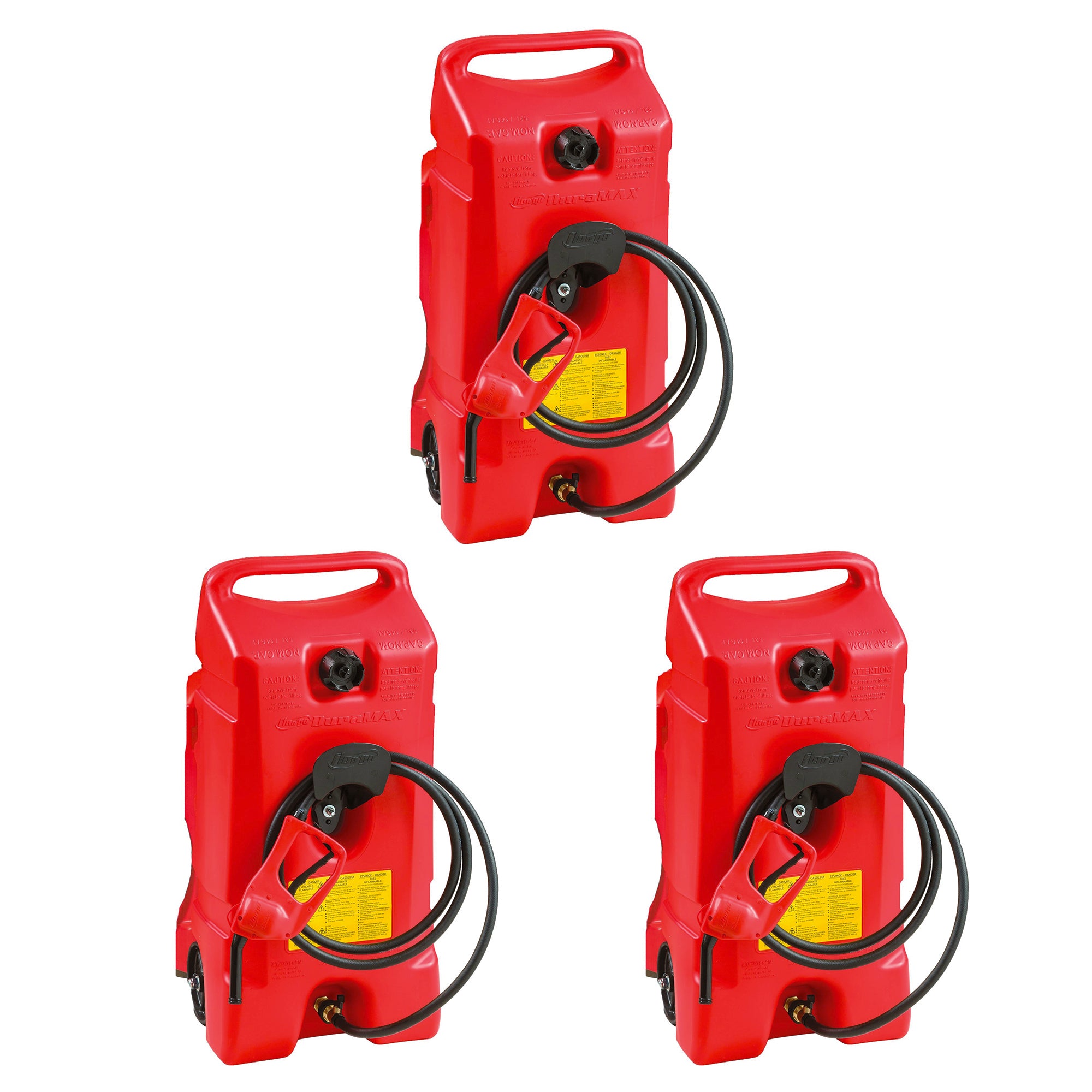 Scepter Flo N Go DuraMax 14 Gallon Portable Gas Fuel Tank Container with Pump (3 Pack) - VMInnovations
