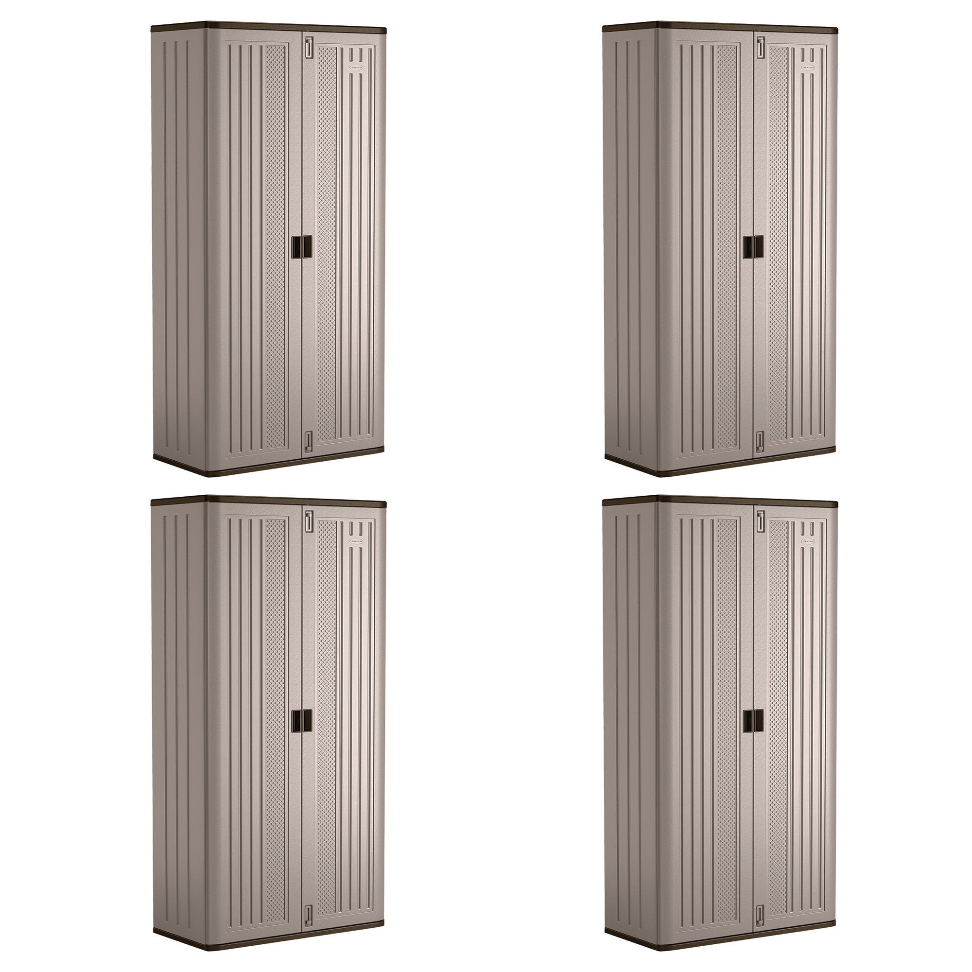 Suncast Tall Storage Cabinet with Shelves and Doors, Platinum (4 Pack)