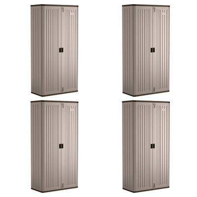 Suncast Tall Storage Cabinet with Shelves and Doors, Platinum (4 Pack)
