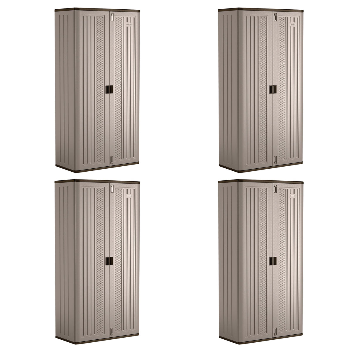 Suncast Tall Storage Cabinet with Shelves and Doors, Platinum (4 Pack)