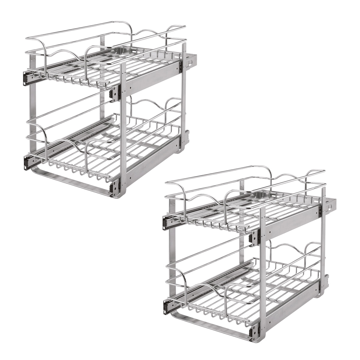 Rev-A-Shelf 12" Wide 22" Deep Base Kitchen Cabinet Pull Out Wire Basket (2 Pack)