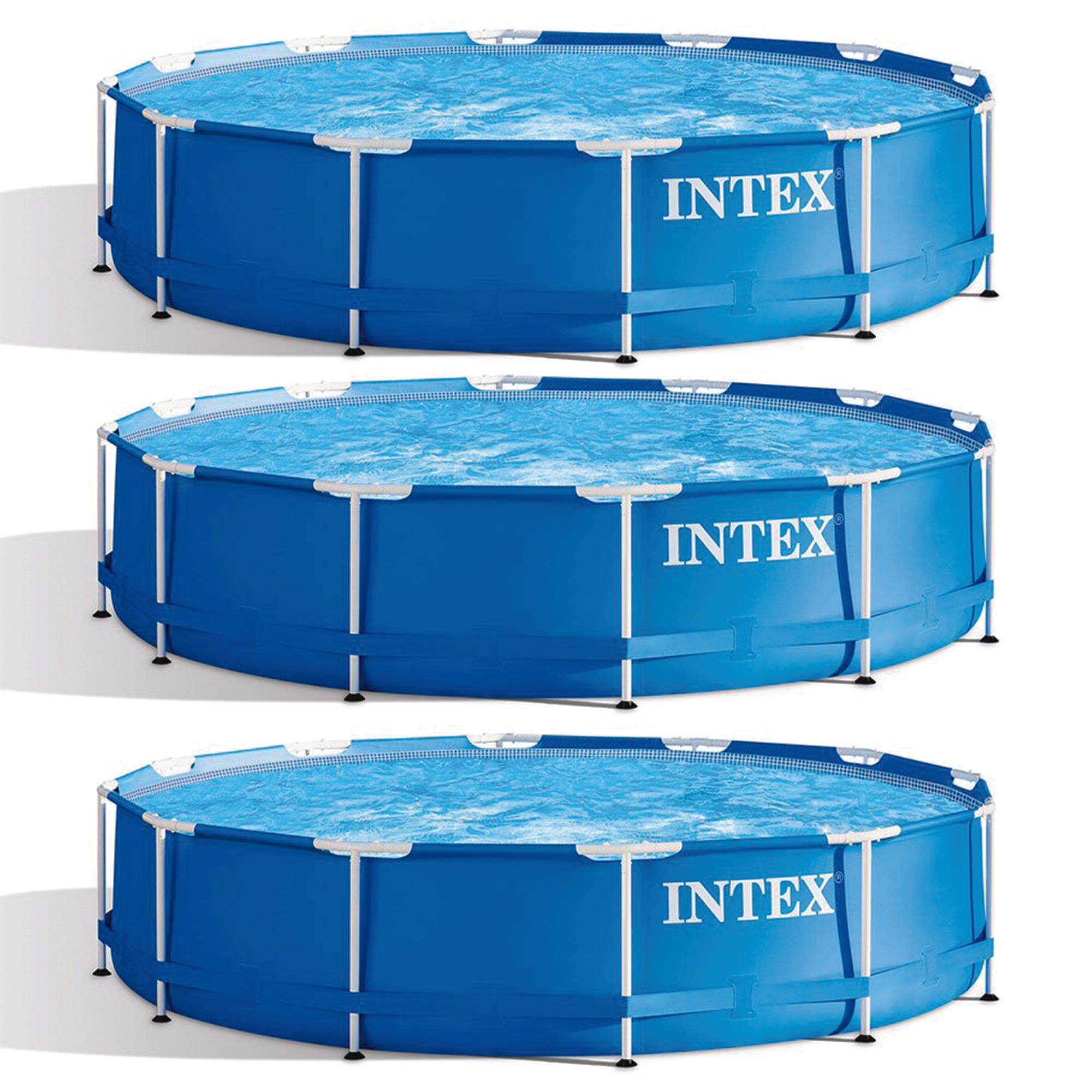 Intex 12 Foot x 30 Inch Above Ground Swimming Pool (Pump Not Included) (3 Pack) - VMInnovations