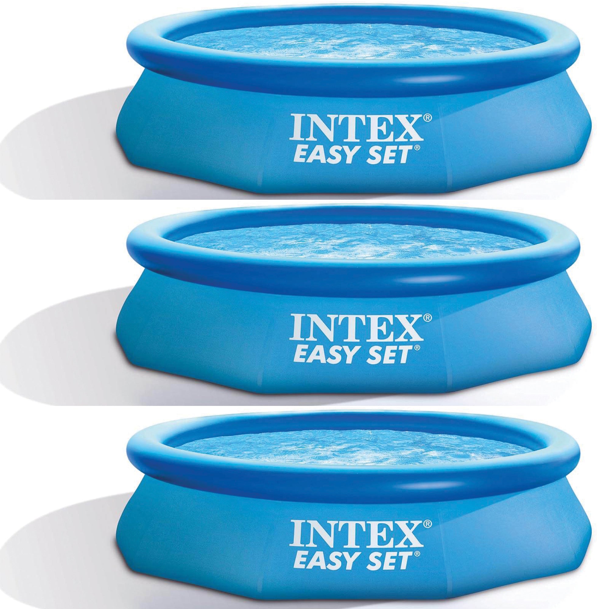 Intex Easy Set 10ft x 30ft x 30in Above Ground Inflatable Round Pool (3 Pack)