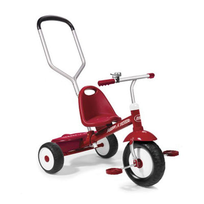 Radio Flyer Deluxe Steer & Stroll Kids Tricycle, Toddler Trike for Age 2-5, Red