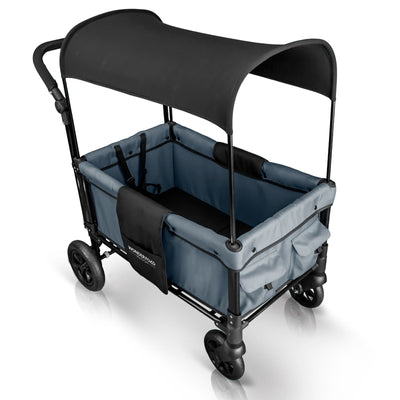 WONDERFOLD 2 Passenger Push Folding Stroller Wagon, Smoky Gray (Open Box)