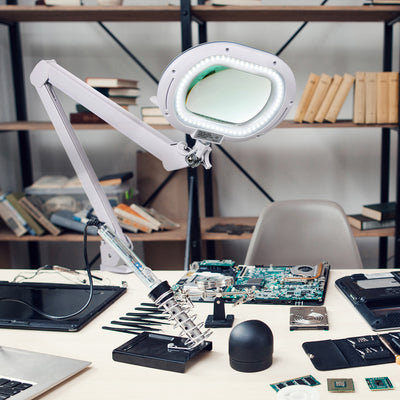 Brightech Lightview Pro XL LED Clamp Dimming Magnify Desk Lamp White (For Parts)