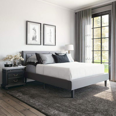 Classic Brands Mornington Tufted Upholstery Platform Bed Frame, Full, Light Grey