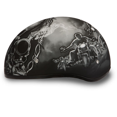 Daytona Helmets Motorcycle Bike Half Helmet Skull Cap, Large, Dull Black, Guns