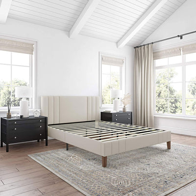 Classic Brands Chicago Modern Tufted Upholstered Platform Bed Frame, Full, Shell