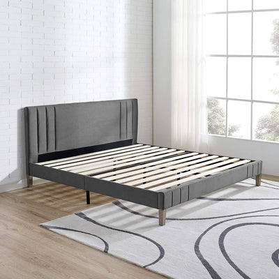 Classic Brands Chicago Tufted Upholstered Platform Bed Frame, King, Dark Grey