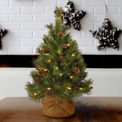 National Tree Company 36 Inch Artificial Pine Cone Christmas Tree w/LED Lights