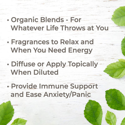 Plant Therapy 10 mL Essential Oils, 0.33 Oz, Top 6 Organic Blends (Open Box) - VMInnovations