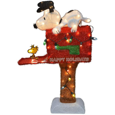 ProductWorks Peanuts Charlie Brown & Snoopy on The Mailbox Christmas Decorations - VMInnovations