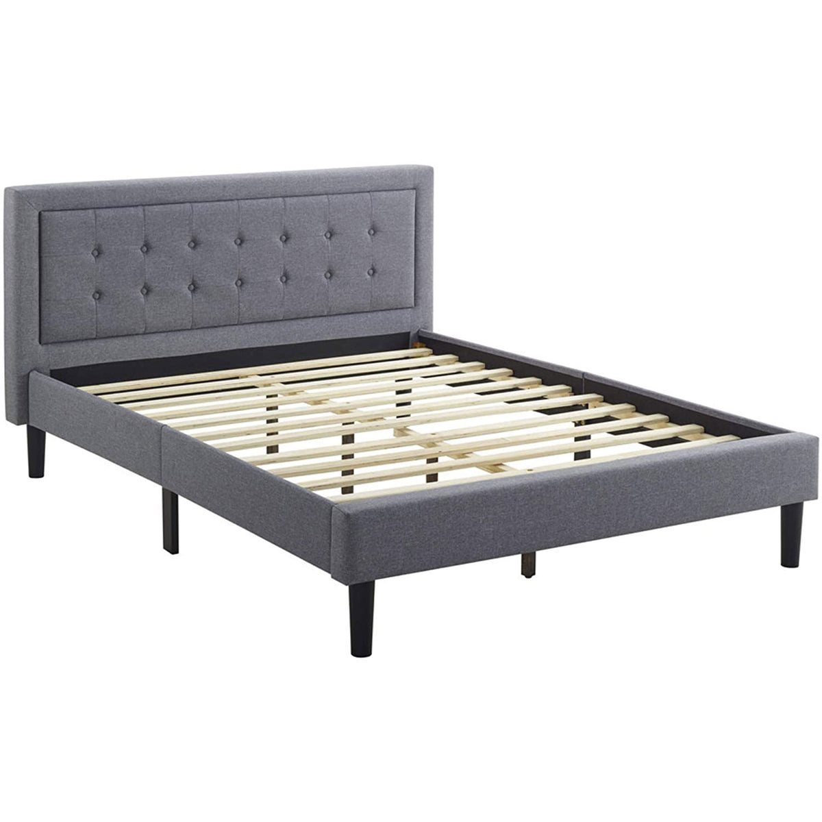 Classic Brands Mornington Tufted Upholstery Platform Bed Frame, King, Light Grey