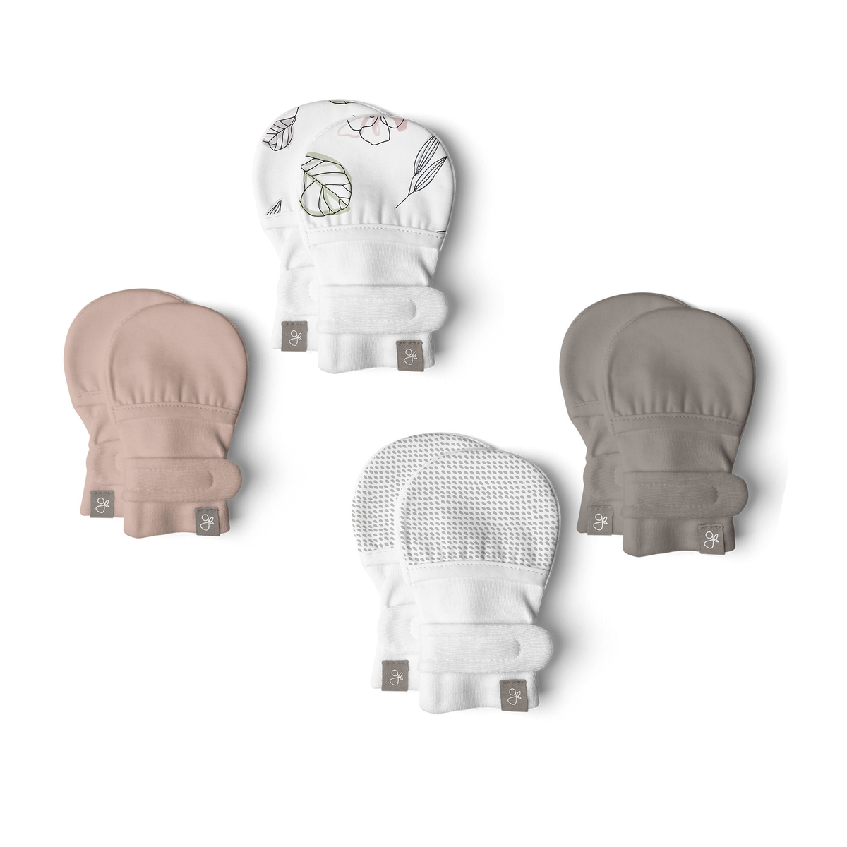 Goumikids Organic No Scratch Baby Infant Mitts Gloves Mittens, 0-3M (4 Pairs) - VMInnovations