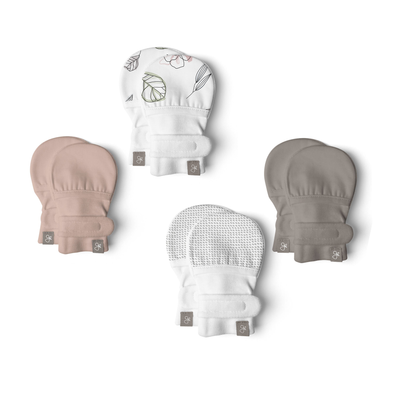 Goumikids Organic No Scratch Baby Infant Mitts Gloves Mittens, 0-3M (4 Pairs) - VMInnovations