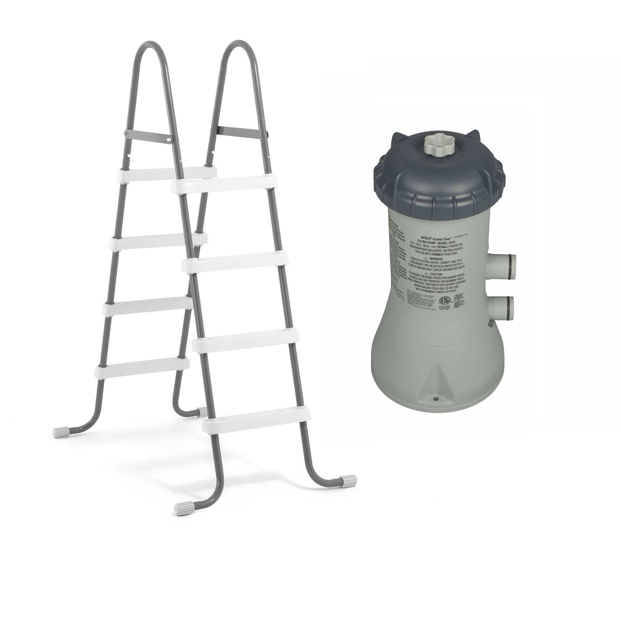 Intex Swimming Pool Ladder for 48" High Wall & 1000 GPH Cartridge Filter Pump