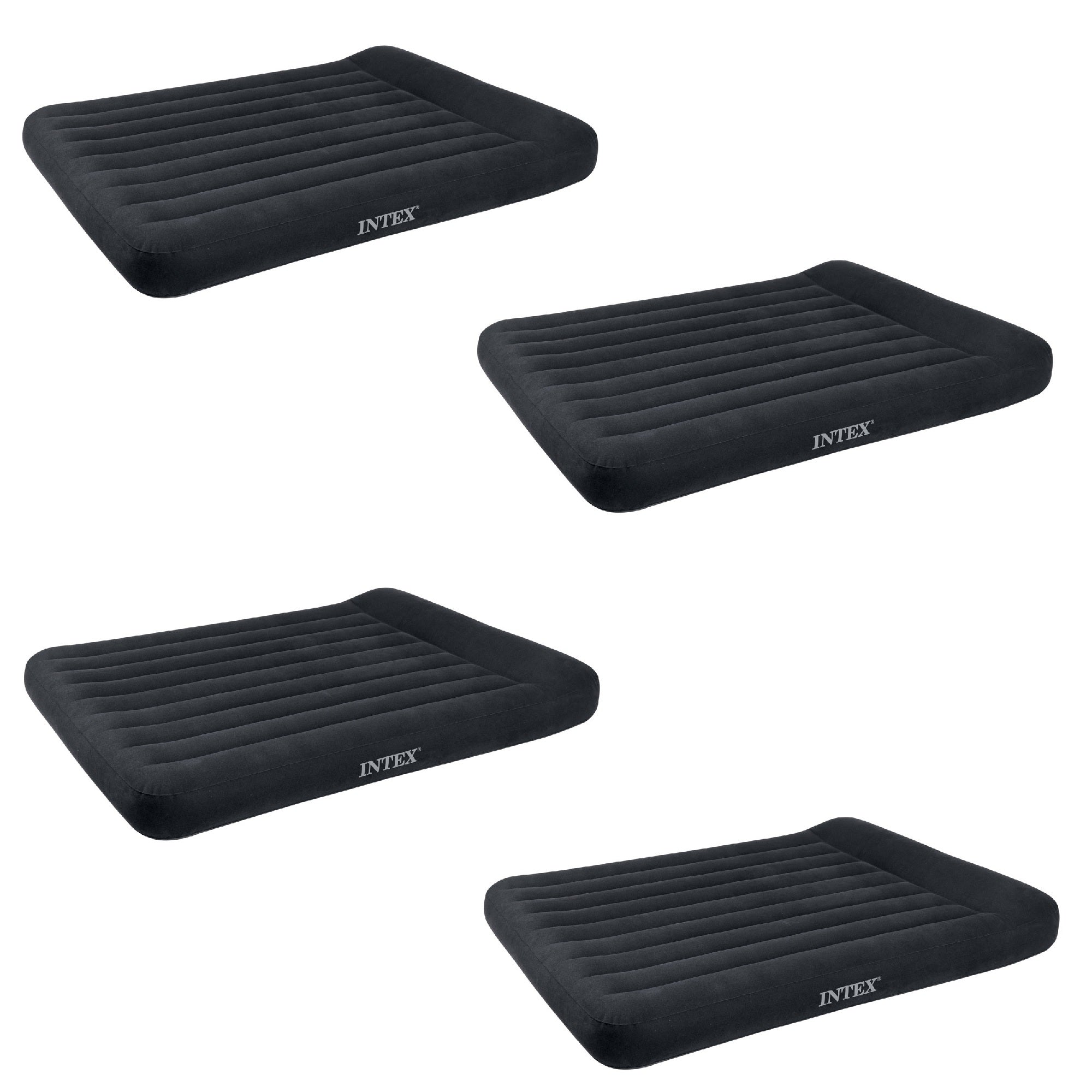 Intex Queen Classic Pillow Rest Air Bed Mattress with Built-In Pump (4 Pack)