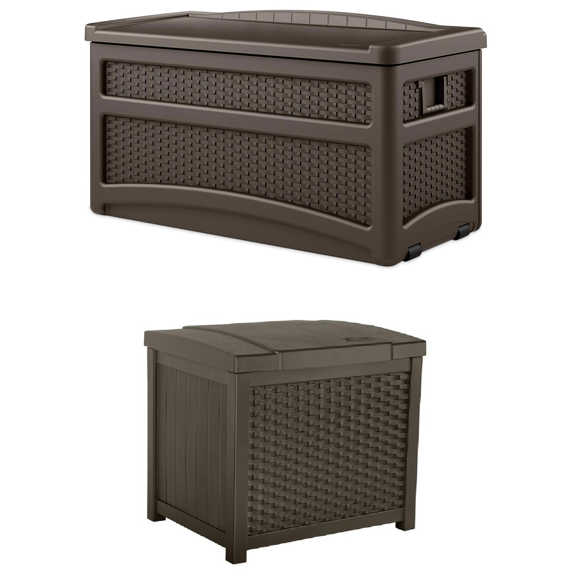 Suncast 73 Gallon Patio Chest w/ Seat, 22 Gallon Outdoor Storage Deck Box & Seat