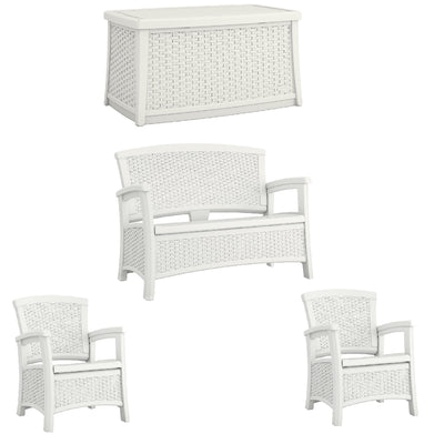 Suncast Patio Coffee Table, Loveseat w/ Storage, Club Chair w/ Storage (2 Pack) - VMInnovations