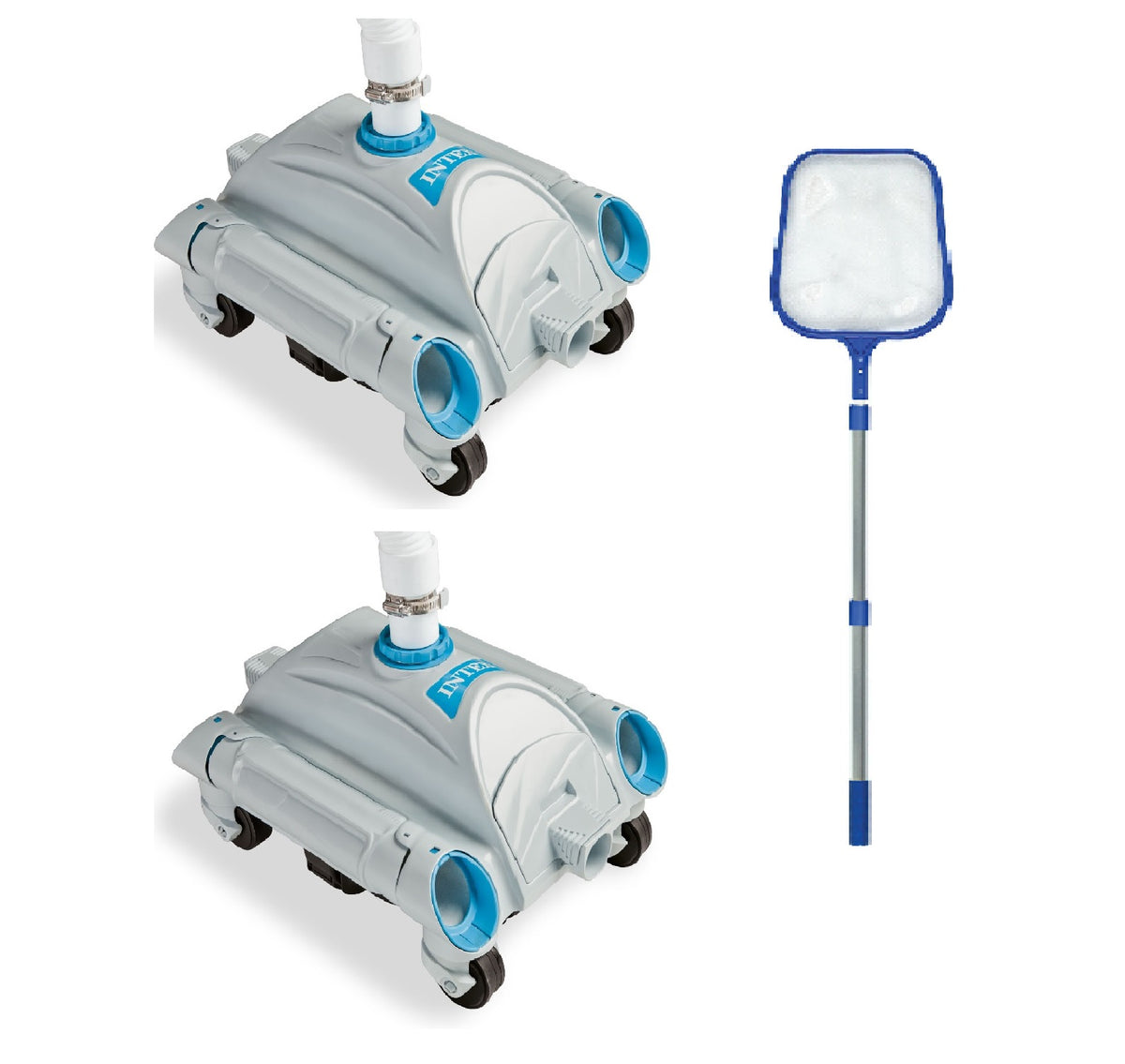 Intex Pool Cleaner Pressure Side Vacuum (2 Pack) w/ 4' Telescopic Pool Skimmer