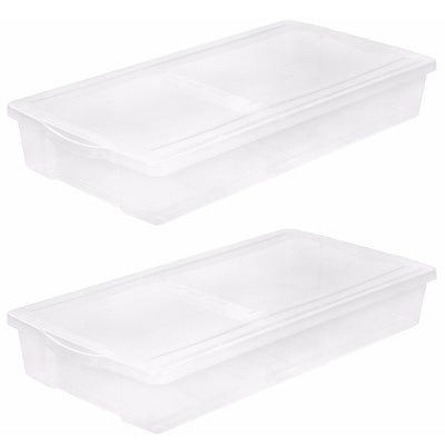 IRIS USA 100501 58 Quart Plastic Underbed Storage Box with Hinged Lid (2 Pack)