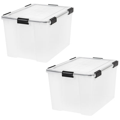 IRIS USA Weathertight 74 Quart Buckle Down Storage Latch Box Container (2 Pack)