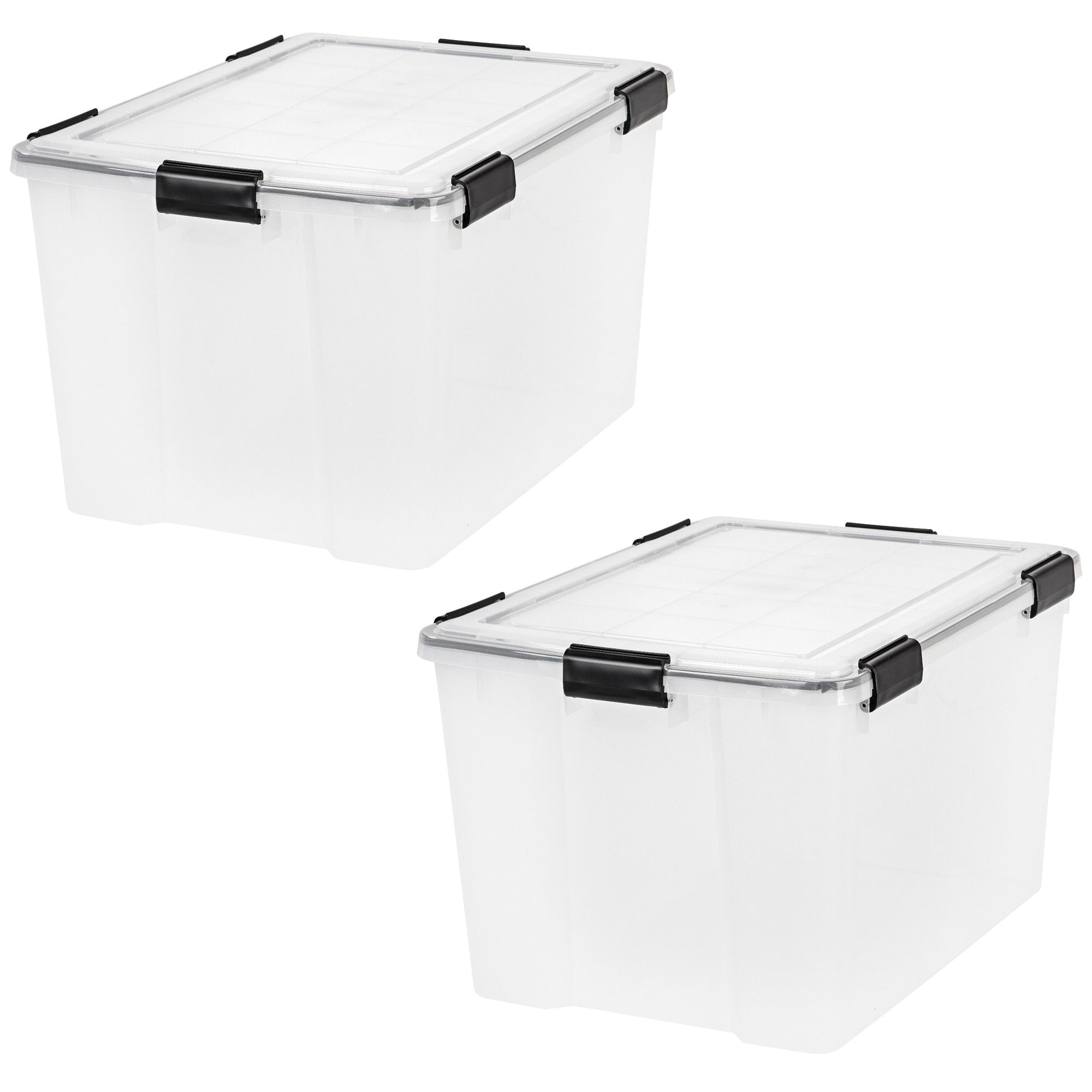 IRIS USA Weathertight 74 Quart Buckle Down Storage Latch Box Container (2 Pack)