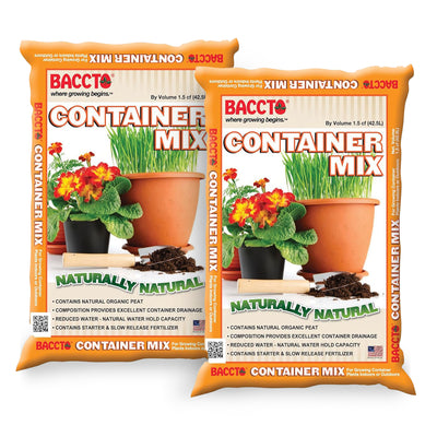 Michigan Peat Company BACCTO Container Planting Mix & Starter, 1.5 Cu Ft, 2 Pack - VMInnovations