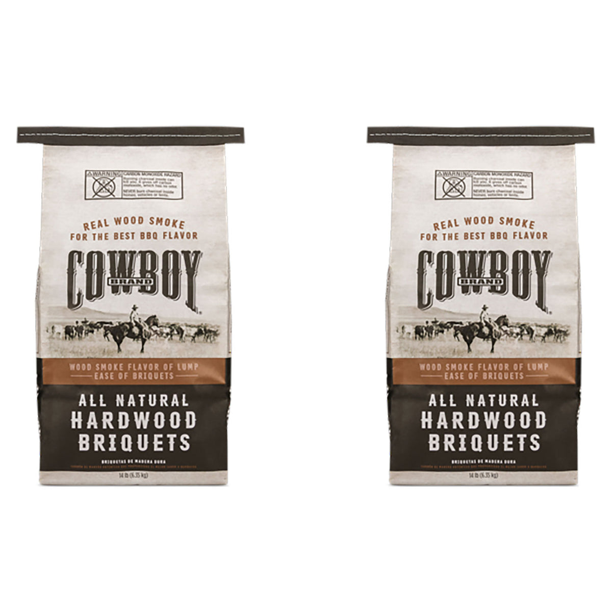 Cowboy 14 Pound All Natural Hardwood BBQ Charcoal Briquets for Grilling (2 Pack)