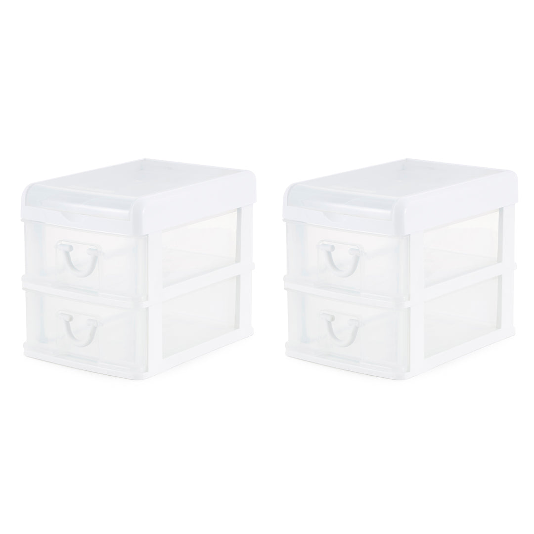 Gracious Living 2 Drawer Desktop Countertop Organizer with Flip Top Lid (2 Pack)