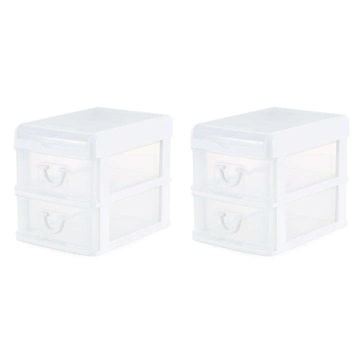 Gracious Living 2 Drawer Desktop Countertop Organizer with Flip Top Lid (2 Pack)