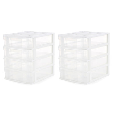 Gracious Living 4 Drawer Desktop Countertop Storage with Organizer Lid (2 Pack)