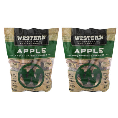 Western BBQ 549 Cu In Premium Apple Wood BBQ Grill/Smoker Cooking Chips (2 Pack)