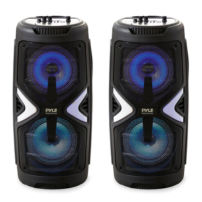 Pyle Portable Bluetooth Rechargeable Karaoke System with Wireless Mics (2 Pack)