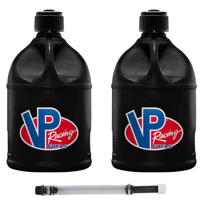 VP Racing Motorsport 5 Gallon Round Plastic Utility Jug (2 Pack) & 14 Inch Hose