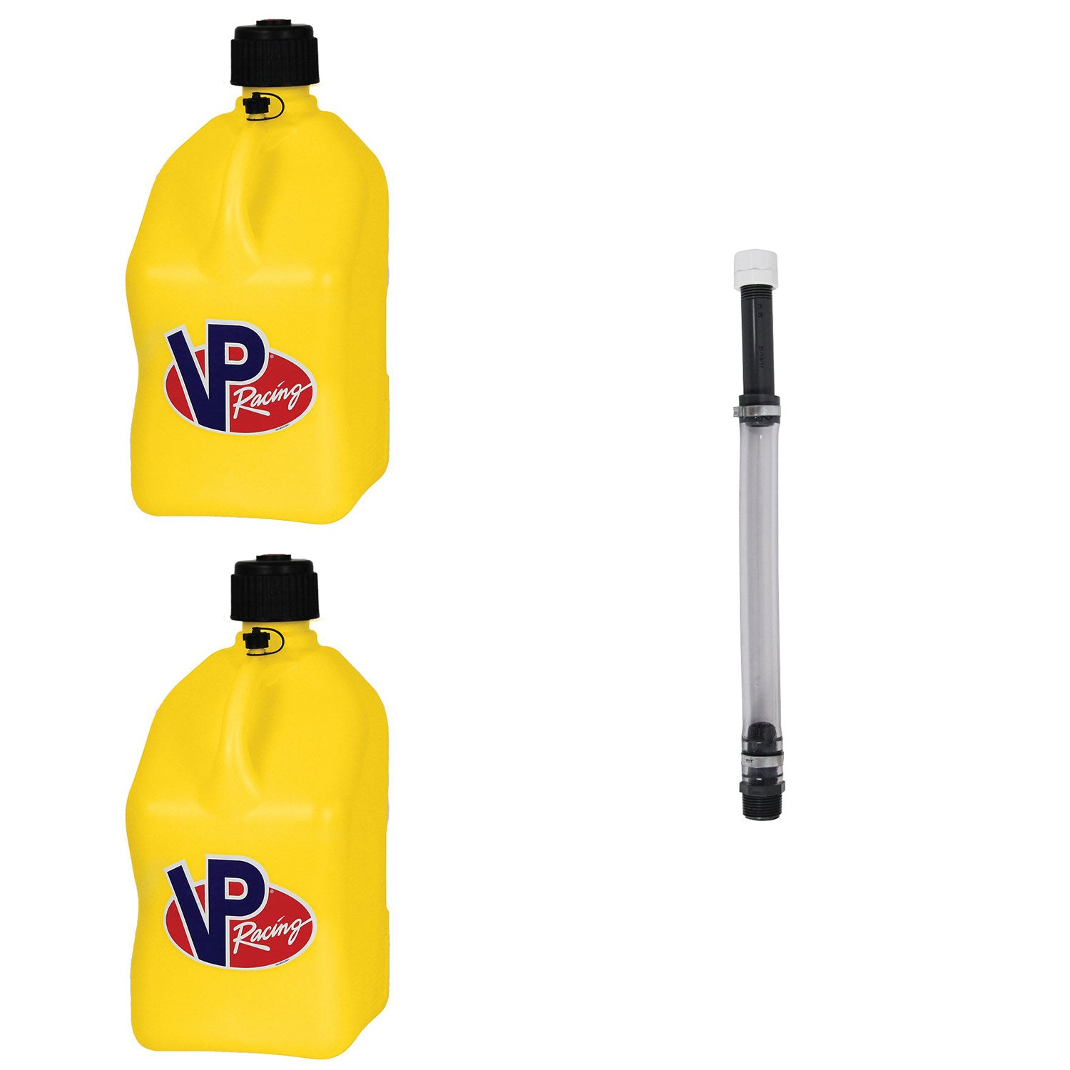 VP Racing Fuels 5.5 Gal Utility Jugs (2 Pack) with 14 Inch Standard Hose, Yellow