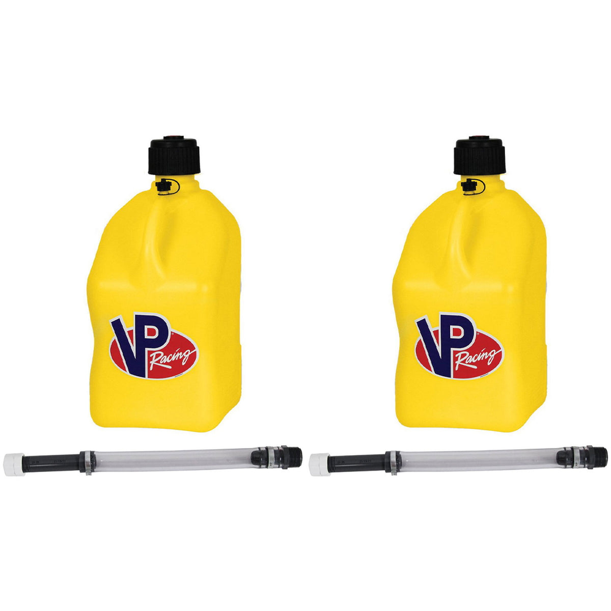 VP Racing Fuels Motorsport 5.5 Gallon Utility Jug Yellow w/ 14 In Hose (2 Pack)