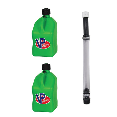 VP Racing Fuels 5.5 Gal Utility Jugs (2 Pack) with 14 Inch Standard Hose, Green