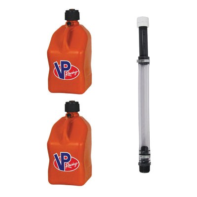 VP Racing Fuels 5.5 Gal Utility Jugs (2 Pack) with 14 Inch Standard Hose, Orange