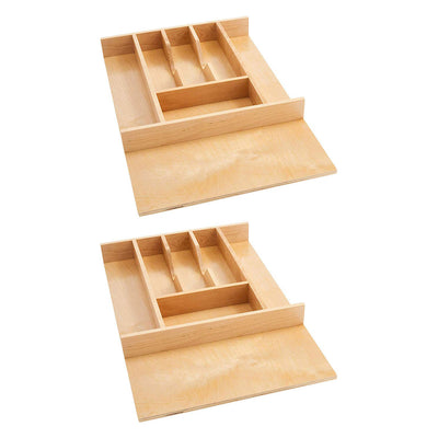 Rev-A-Shelf 4WCT-1SH Wood Cutlery 7 Compartment Tray Cabinet Insert (2 Pack) - VMInnovations