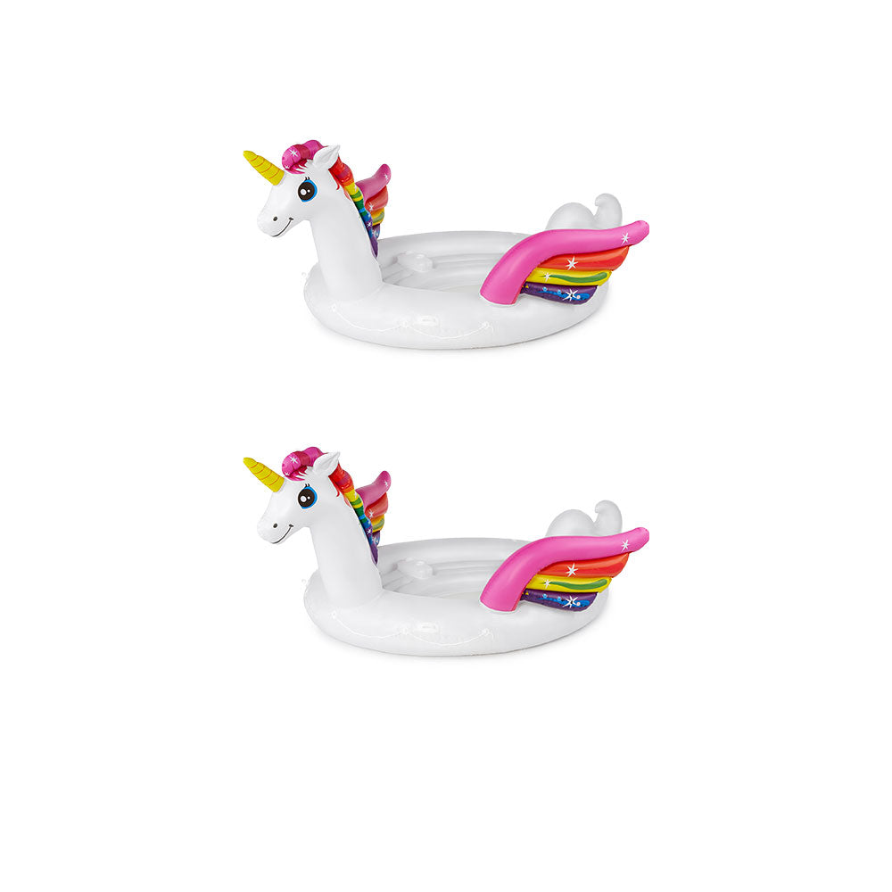 Intex 57266EP Inflatable Unicorn Party Island Pool Lounger Float, White (2 Pack)