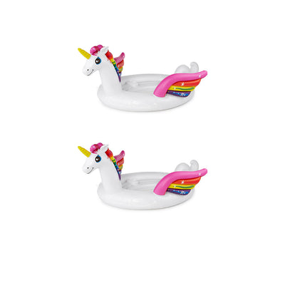 Intex 57266EP Inflatable Unicorn Party Island Pool Lounger Float, White (2 Pack)
