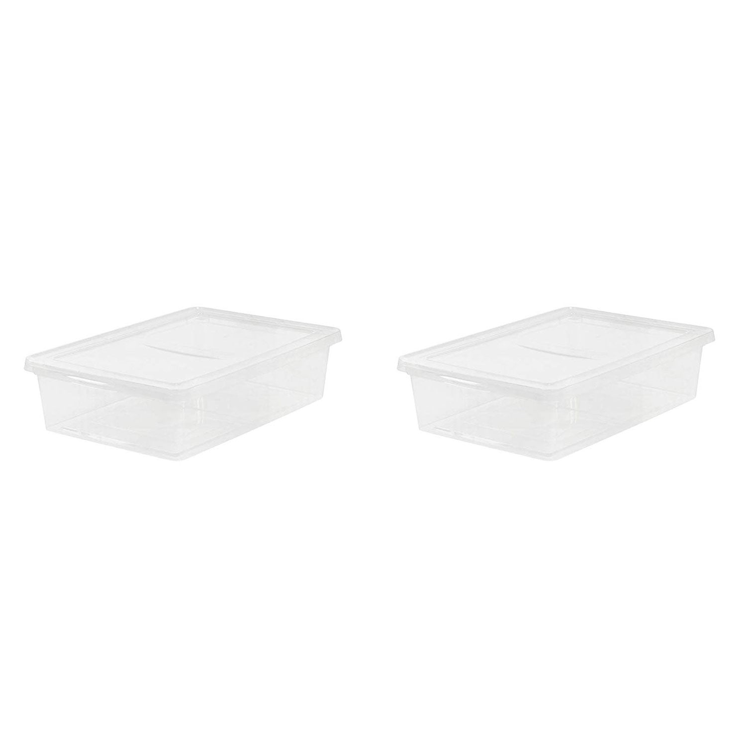 IRIS USA 28 Quart Plastic Storage Box Container with Non Latching Lid, Clear 2 pack