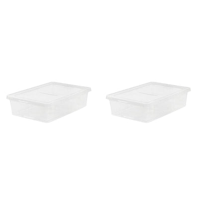 IRIS USA 28 Quart Plastic Storage Box with Non Latching Lid, 2 pack (Open Box)