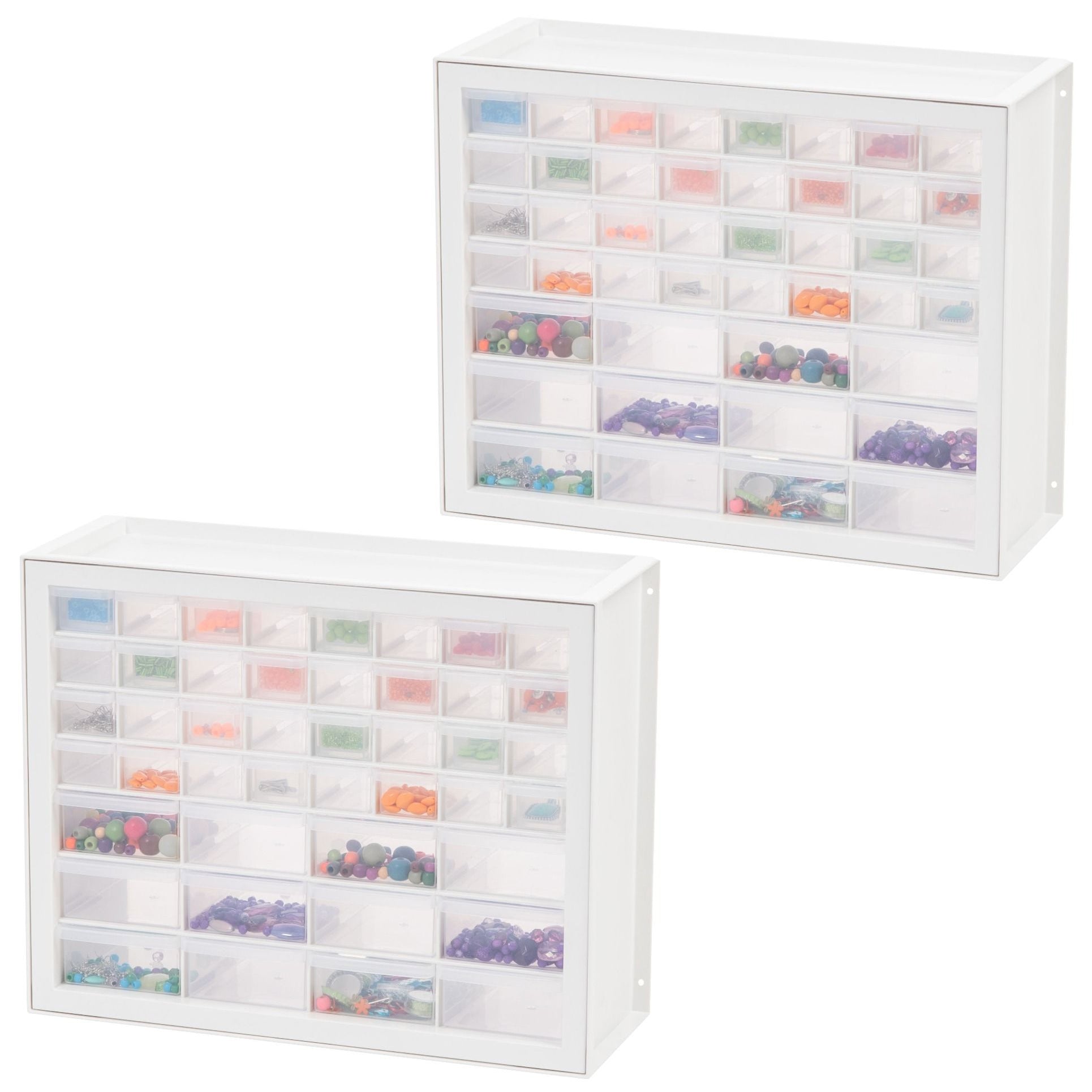Iris 44 Drawer Clear Plastic Craft Garage Workshop Storage Cabinet (2 Pack)
