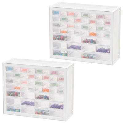 Iris 44 Drawer Clear Plastic Craft Garage Workshop Storage Cabinet (2 Pack)