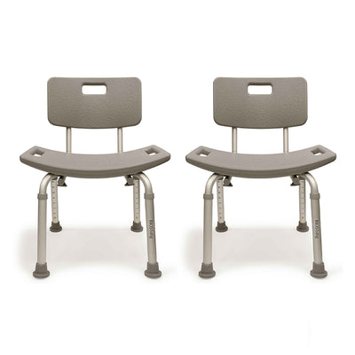 Bios Living 250 Pound Support Non Slip Adjustable Bath Bench with Back (2 Pack)