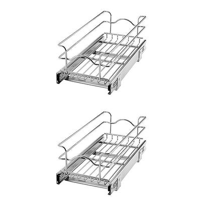 Rev A Shelf 5WB1-0918-CR 9 x 18 Inch Kitchen Cabinet Pull Out Basket (2 Pack) - VMInnovations