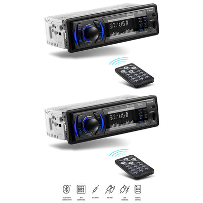 Boss 616UAB Single Din USB/SD AUX Bluetooth Radio Car Stereo Receiver (2 Pack)